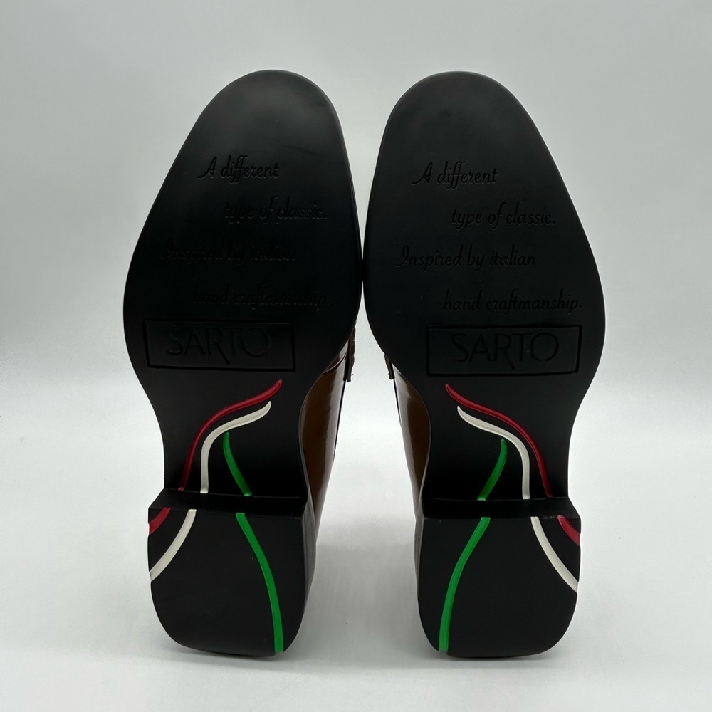 Sarto by Franco Sarto A-Eden Studs Loafers Brown Patent Size 9M New With Box - Picture 9 of 11